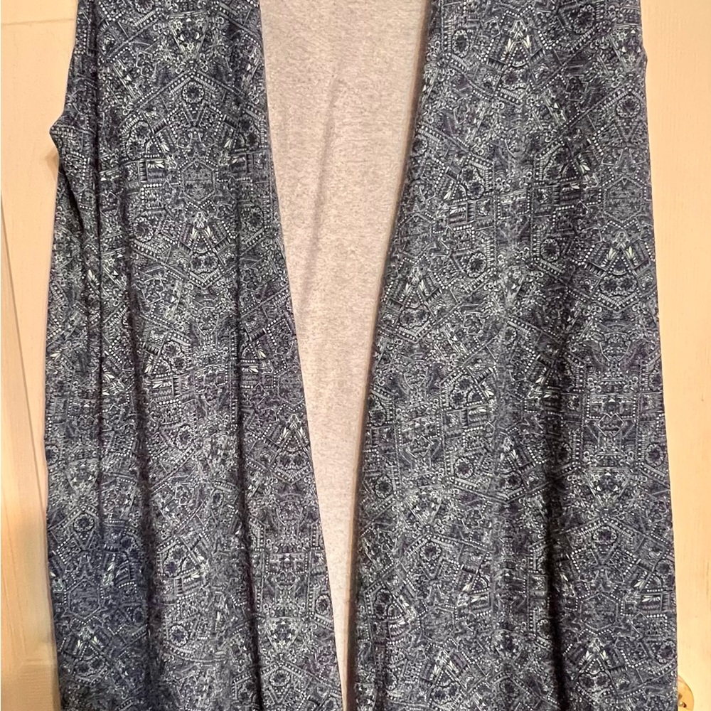 LuLaRoe Joy Blue Patterned Open Cardigan
